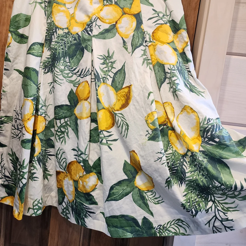 Vintage Talbots Lemon-Print A-Line Skirt - Picture 3 of 4